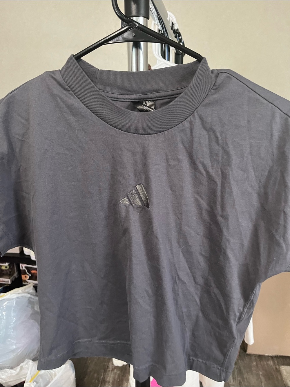 adidas Women's Charcoal Gray Short Sleeve Crew Tee